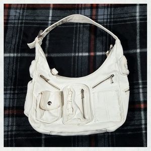 MNG by Mango White Canvas Handbag Purse